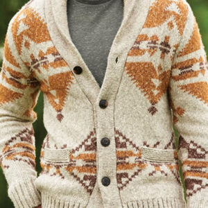 Men's Ethnic Pattern Knit Cardigan