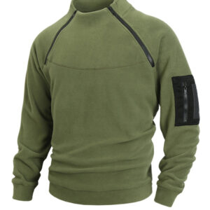 Men's casual stand collar long sleeve pullover coral fleece jacket